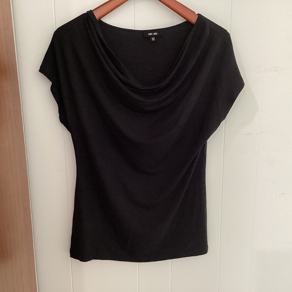 Saint + Sofia Cowl Neck Short Sleeve Tee - Picture 1 of 5